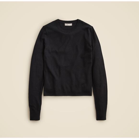 J.Crew Carolyn Fitted Crewneck Merino Wool Sweater S Black Long Sleeve Pullover - Picture 2 of 7